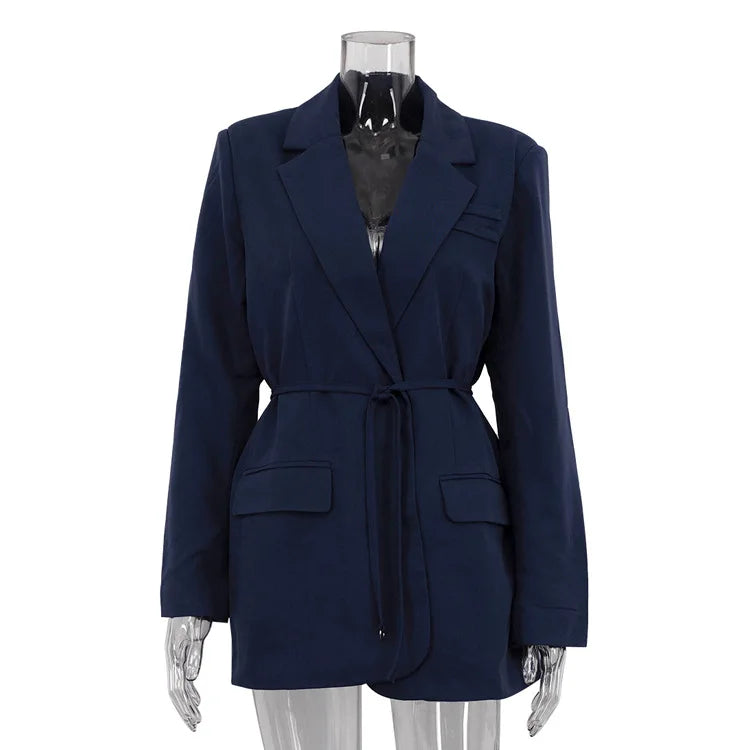 Office Blazer Female Long Sleeve Bandage Suit 2025 Autumn
