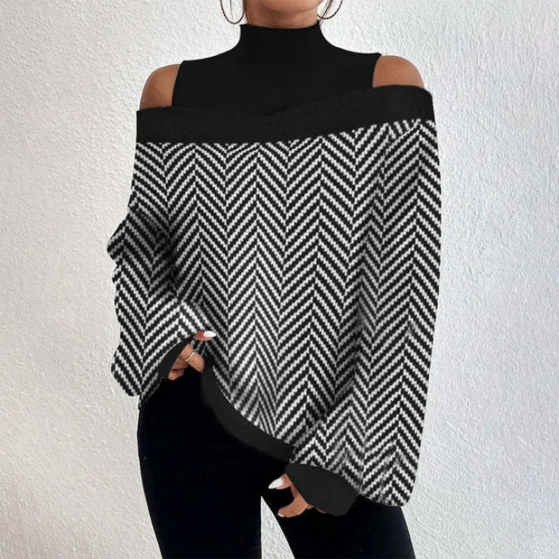 Women's Blouse Shirt New clothing with shoulder drop design, women's lantern sleeve printed top