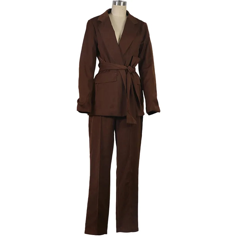 Autumn Winter Women Pants Set Office Lady Elegant 2025 Long Sleeve Blazer Coat Slim Pants Two Piece Suit Set Outfits