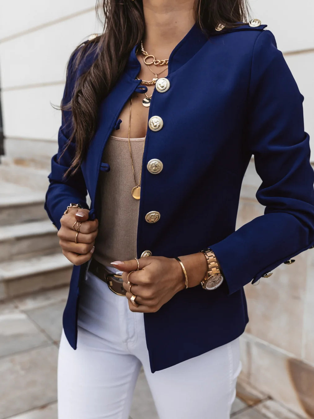 Women's Blazers Long-sleeved Suit Tops Fashion Slim Buttons Casual blazer Street Office Coats for Female