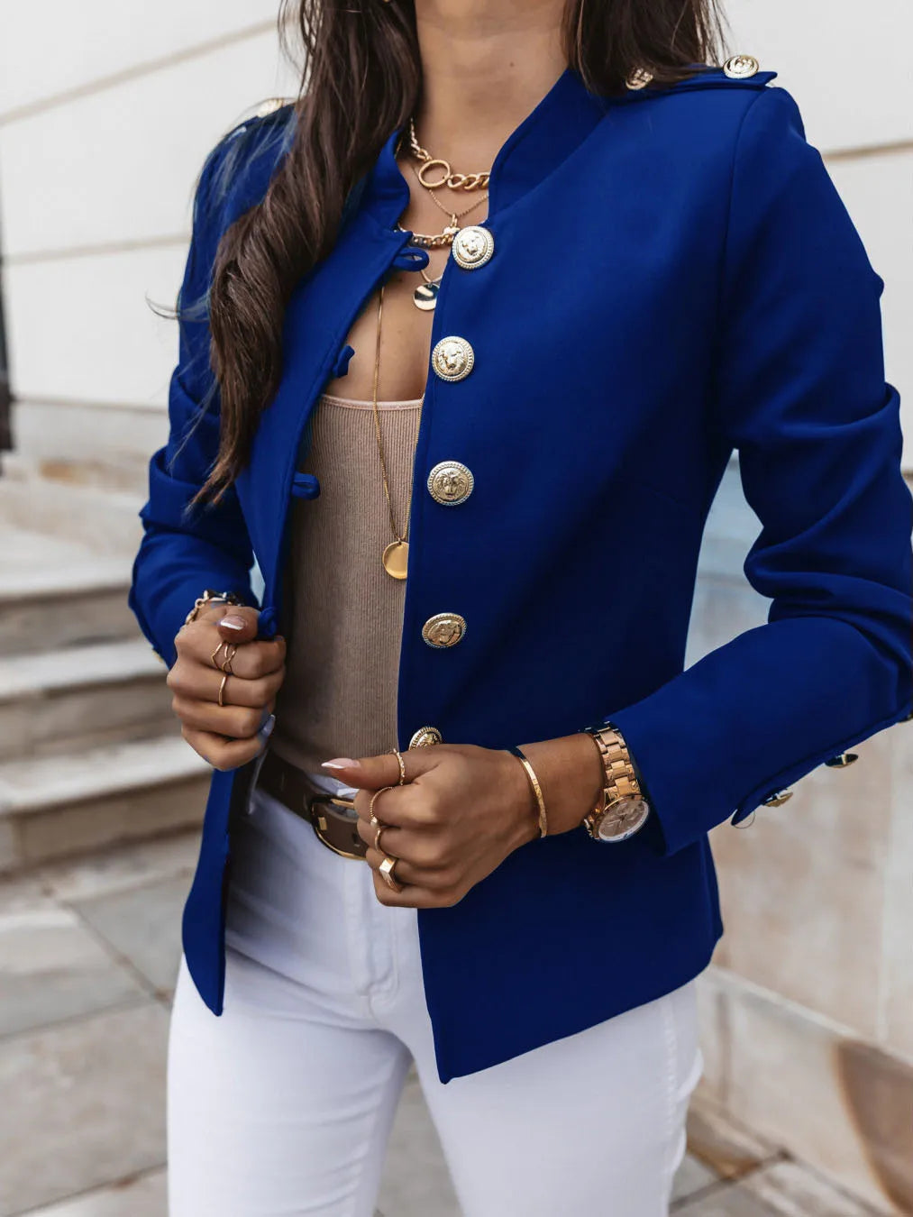 Women's Blazers Long-sleeved Suit Tops Fashion Slim Buttons Casual blazer Street Office Coats for Female