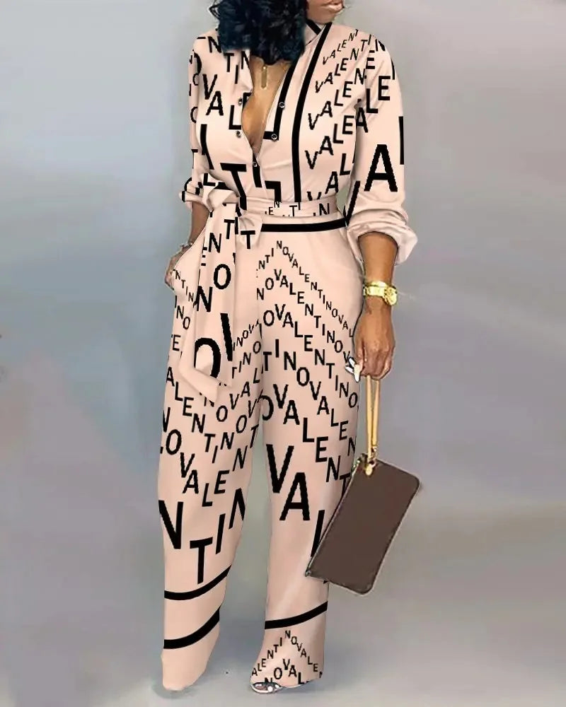 Jump Suits for Women Loose Plus Size  Printed Long Sleeve Jumpsuit Women