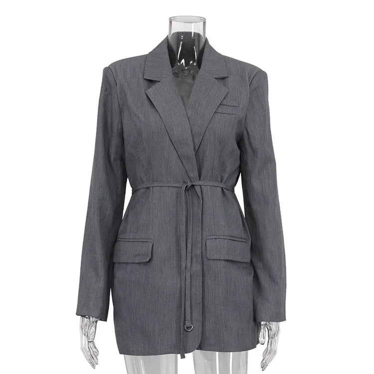 Office Blazer Female Long Sleeve Bandage Suit 2025 Autumn