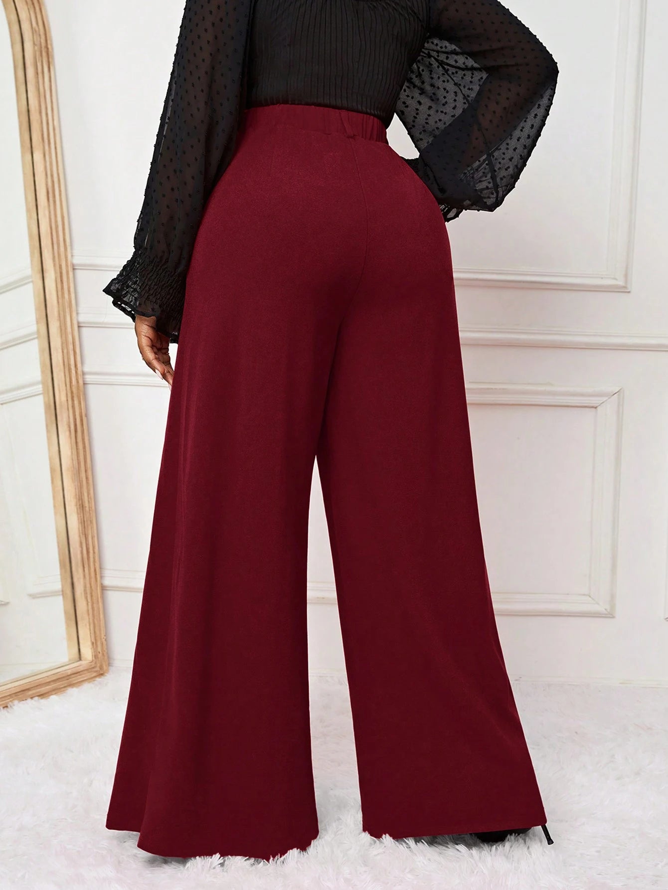 Plus Size Women's office pants Women's Pants with Pocket Wide Leg Pants 0-4XL