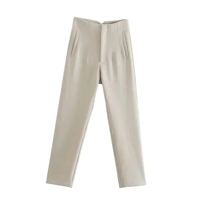 2025 Women's Summer Pants Pencil High Waist Pants for Women White Black Cropped Trousers Womens Streetwear Office Pants