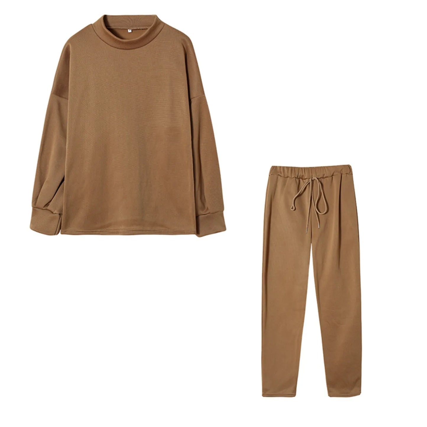 Plus Size Women's Solid Color Fashion Casual Lace-up Sports Long-sleeved Trousers Suit New Winter Fashion Simple Versatile