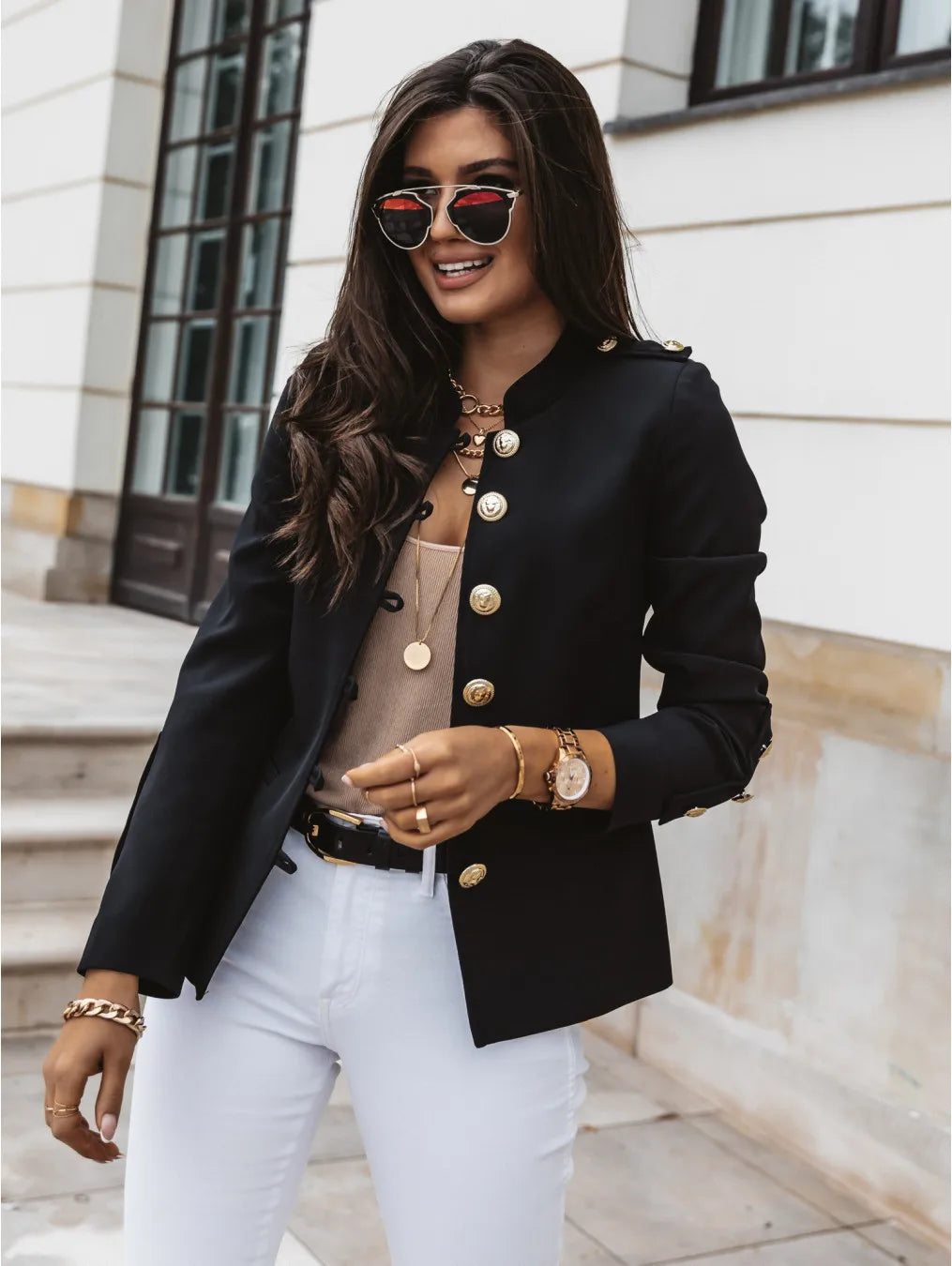 Women's Blazers Long-sleeved Suit Tops Fashion Slim Buttons Casual blazer Street Office Coats for Female