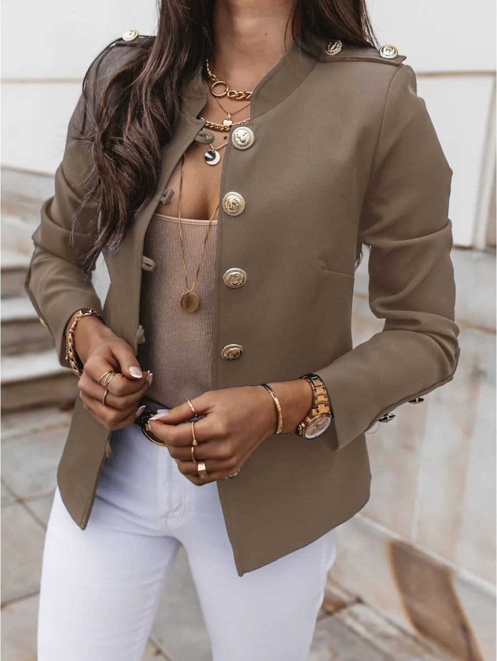Women's Blazers Long-sleeved Suit Tops Fashion Slim Buttons Casual blazer Street Office Coats for Female