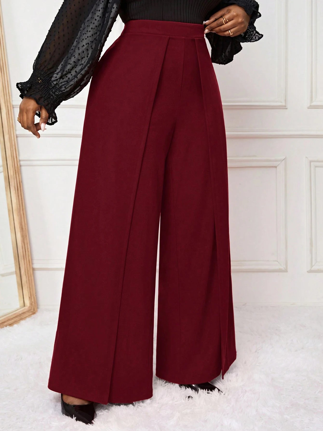 Plus Size Women's office pants Women's Pants with Pocket Wide Leg Pants 0-4XL