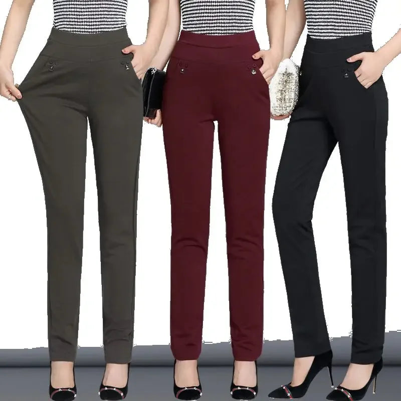 Plus Size Women's Pants Fashion Solid color Skinny high waist elastic