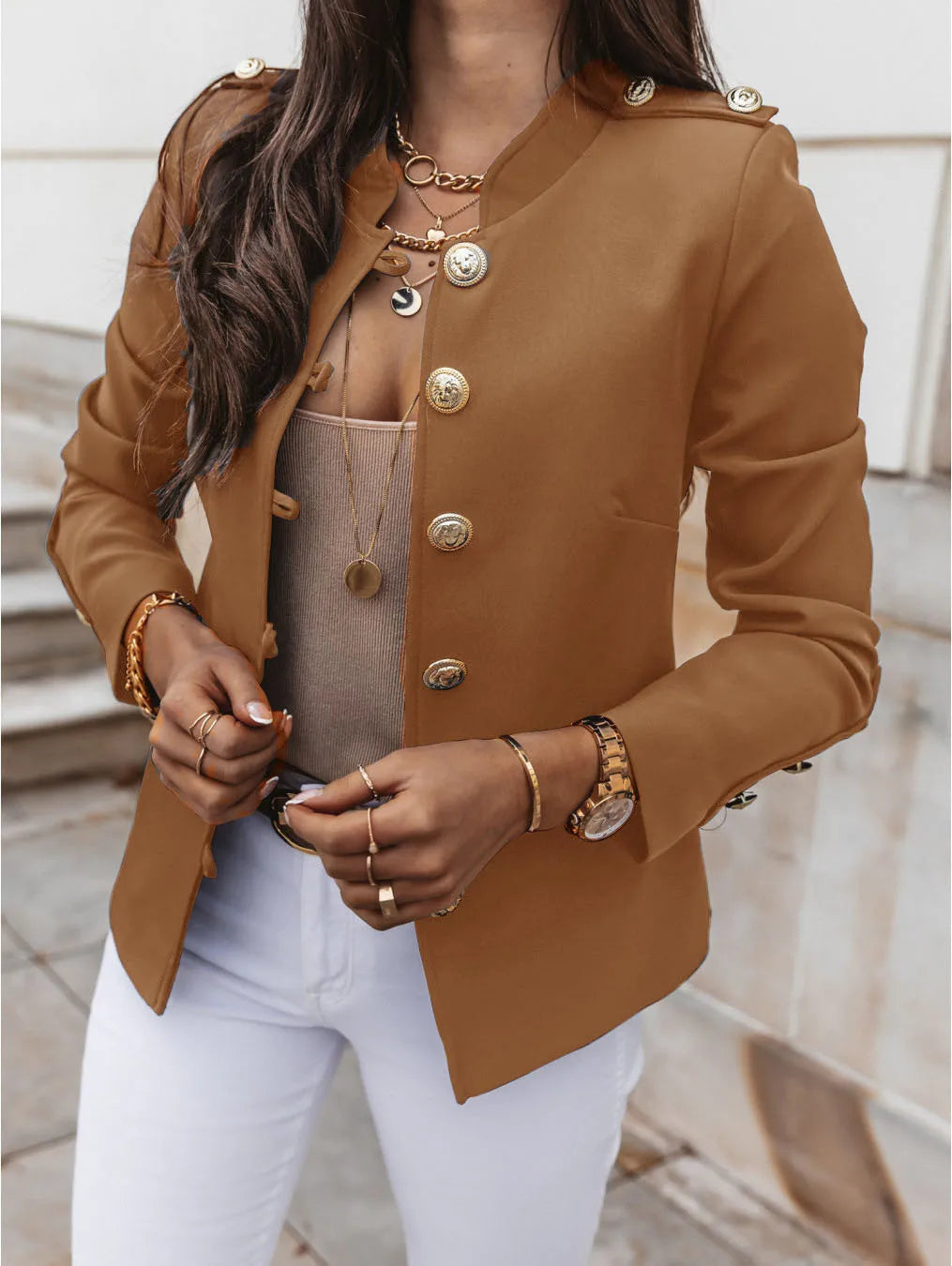 Women's Blazers Long-sleeved Suit Tops Fashion Slim Buttons Casual blazer Street Office Coats for Female
