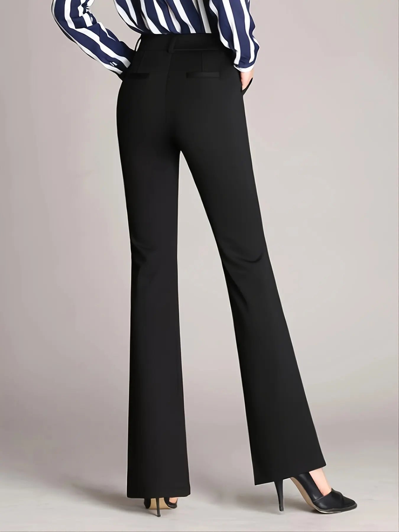 Ladies' business casual pants, comfortable office wear with pockets, elegant regular fit work pants