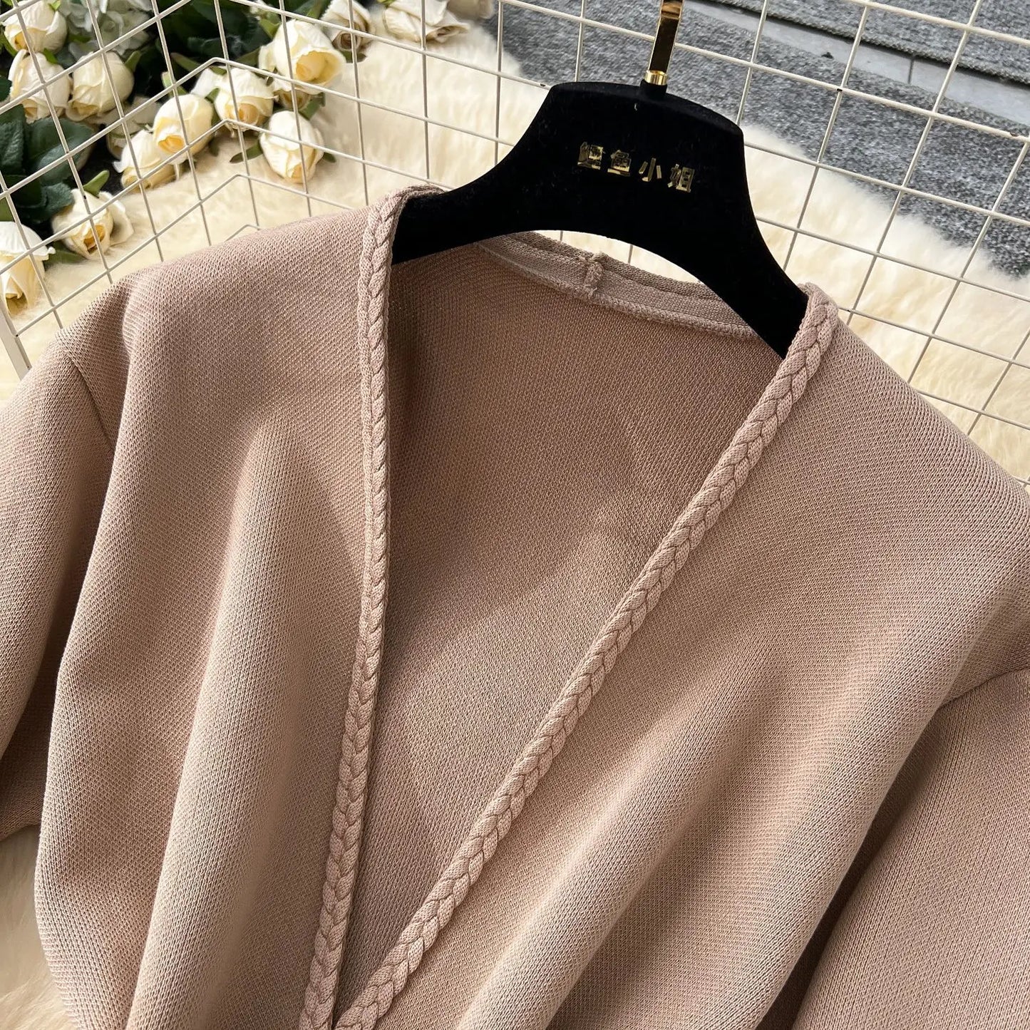 Skirt Set Women Two Piece Sets Dress Sets V Neck Coats Long Skirts High Waist Y2k Streetwear Elegant Splice Work Slim Fit Knit