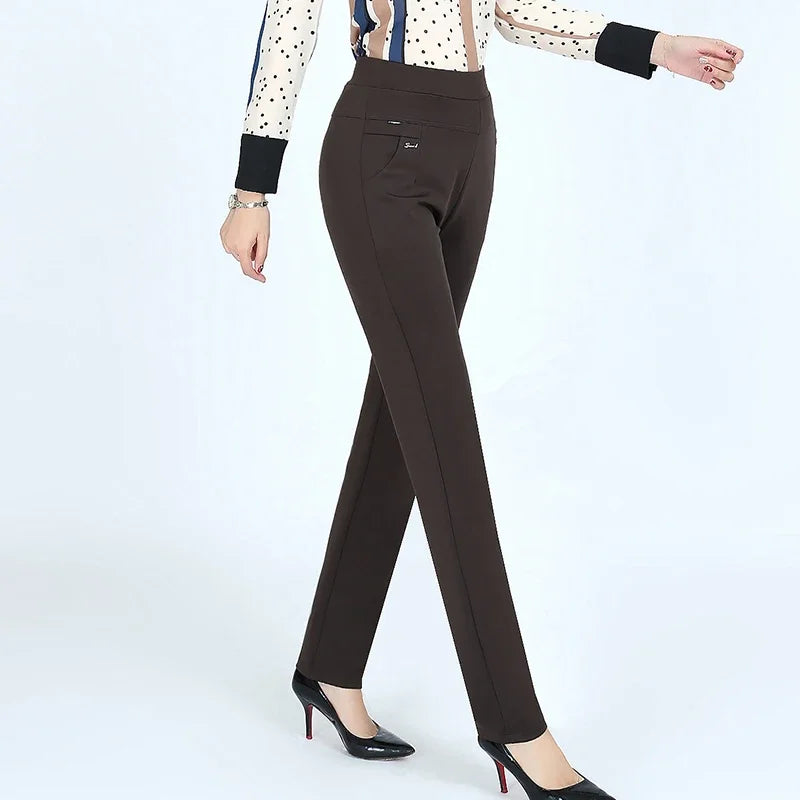 Plus Size Women's Pants Fashion Solid color Skinny high waist elastic