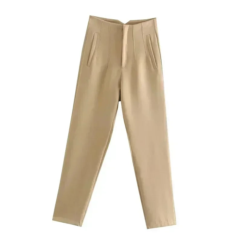 2025 Women's Summer Pants Pencil High Waist Pants for Women White Black Cropped Trousers Womens Streetwear Office Pants