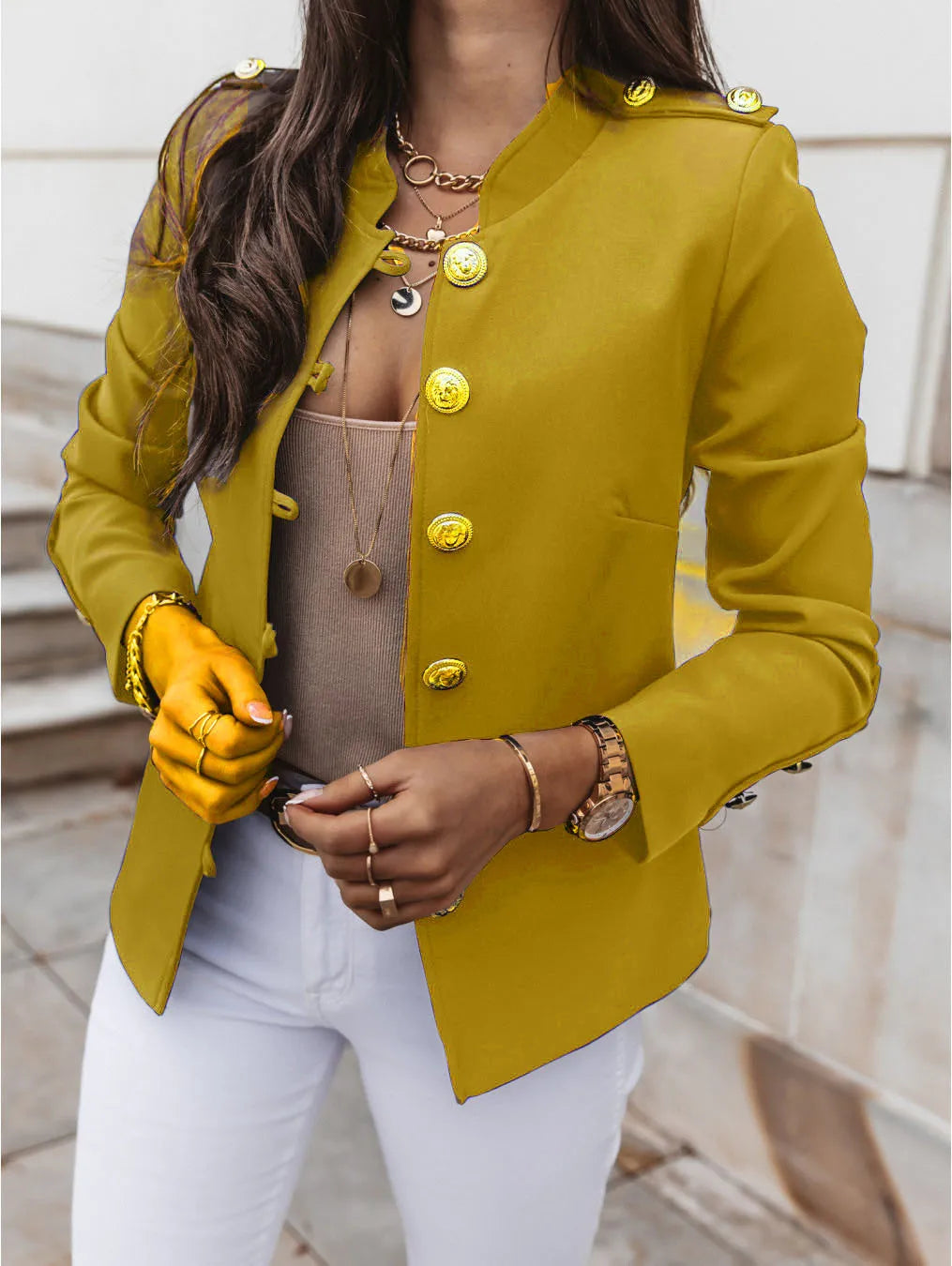 Women's Blazers Long-sleeved Suit Tops Fashion Slim Buttons Casual blazer Street Office Coats for Female