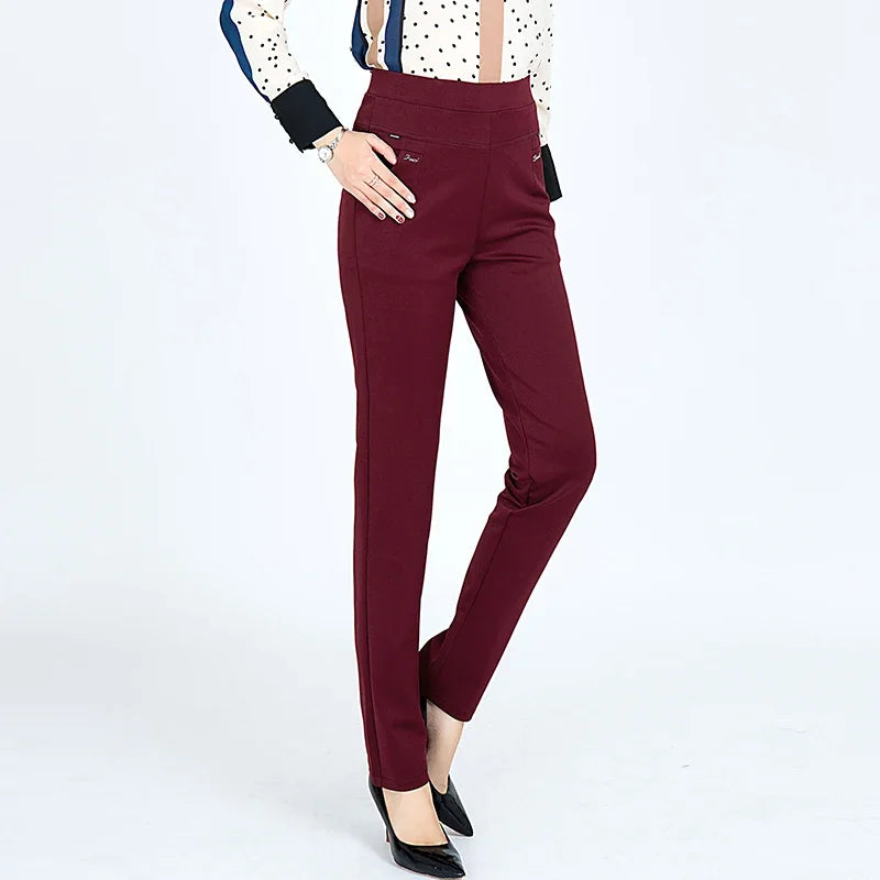 Plus Size Women's Pants Fashion Solid color Skinny high waist elastic