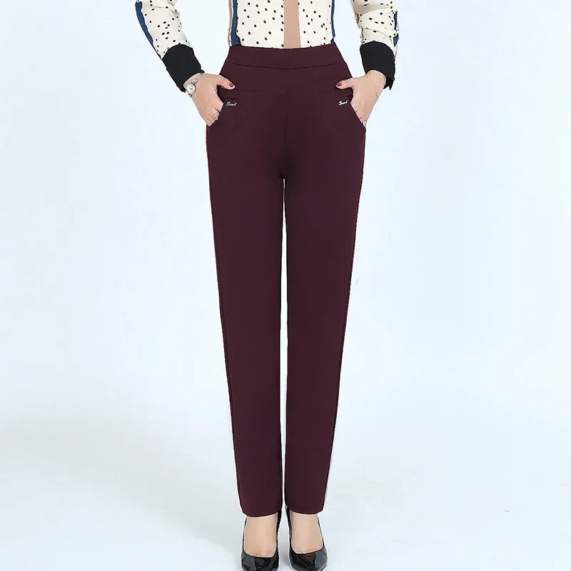 Plus Size Women's Pants Fashion Solid color Skinny high waist elastic
